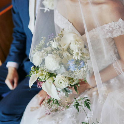 A Touch of blushing, Light Blue and Lavender Accents