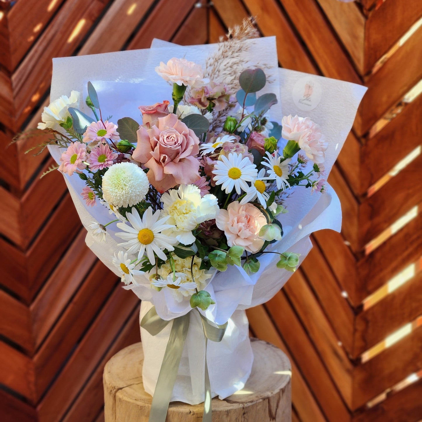 soft and pastel flowers bouquet, peach, white, pink, creamy yellow